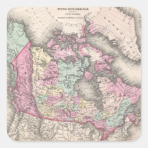 Vintage Map of Canada (1857) Square Stickers