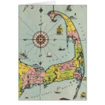 Vintage Map of Cape Cod Greeting Card