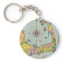 Vintage Map of Cape Cod Keychain