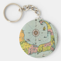 Vintage Map of Cape Cod Keychain
