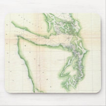 Vintage Map of Coastal Washington State (1857) Mouse Pad