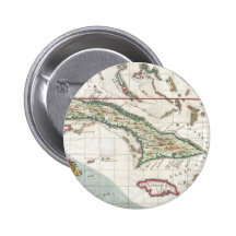 Vintage Map of Cuba and Jamaica (1763) Buttons