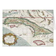 Vintage Map of Cuba and Jamaica (1763) Greeting Card