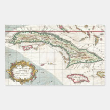 Vintage Map of Cuba and Jamaica (1763) Rectangle Sticker