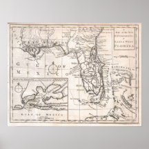 Vintage Map of Florida (1763) Print