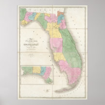 Vintage Map of Florida (1839) Posters