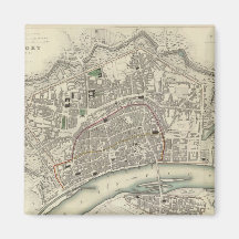Vintage Map of Frankfurt Germany (1837) Magnets