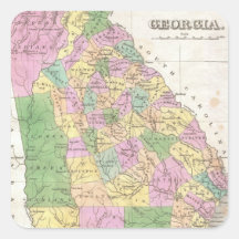 Vintage Map of Georgia (1827) Square Stickers
