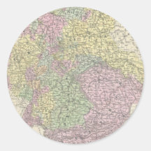 Vintage Map of Germany (1853) Round Stickers