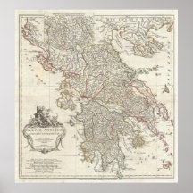 Vintage Map of Greece (1794) Posters
