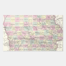 Vintage Map of Iowa (1855) Stickers