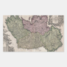 Vintage Map of Ireland (1716) Rectangle Stickers