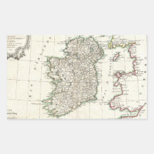 Vintage Map of Ireland (1771) Rectangle Stickers