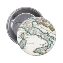 Vintage Map of Italy (1706) Pinback Buttons