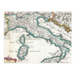 Vintage Map of Italy (1706) Postcard