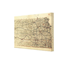 Vintage Map of Kansas (1884) Gallery Wrapped Canvas