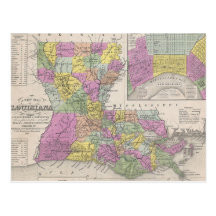 Vintage Map of Louisiana (1853) Postcards