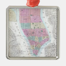 Vintage Map of Lower Manhattan (1865) Christmas Ornament