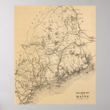 Vintage Map of Maine (1894) Poster