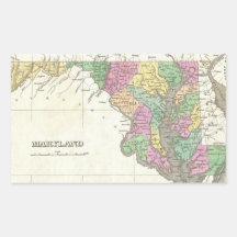 Vintage Map of Maryland (1827) Rectangle Stickers