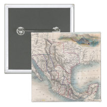 Vintage Map of Mexico (1851) Pinback Buttons