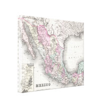 Vintage Map of Mexico (1855) Stretched Canvas Prints