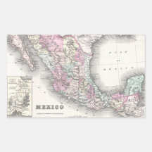 Vintage Map of Mexico (1855) Rectangle Stickers