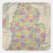 Vintage Map of Michigan (1853) Stickers