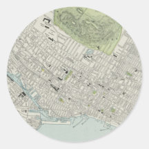 Vintage Map of Montreal (1901) Round Sticker
