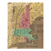 Vintage Map of New England (1836) Letterhead