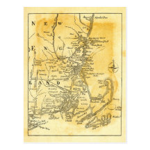 Vintage Map of New England Post Card