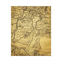 Vintage Map of New York Stretched Canvas Print