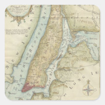 Vintage Map of New York City (1869) Square Stickers