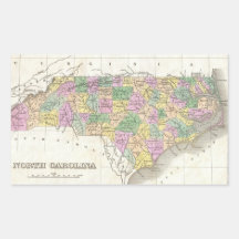 Vintage Map of North Carolina (1827) Rectangular Stickers