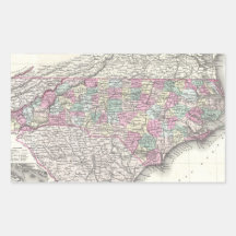 Vintage Map of North Carolina (1855) Rectangle Stickers