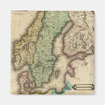 Vintage Map of Norway and Sweden (1831) Fridge Magnet
