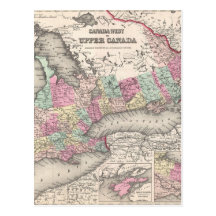 Vintage Map of Ontario (1857) Post Card