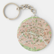 Vintage Map of Paris (1920) Key Chains