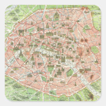 Vintage Map of Paris (1920) Sticker