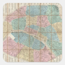 Vintage Map of Paris France (1867) Stickers
