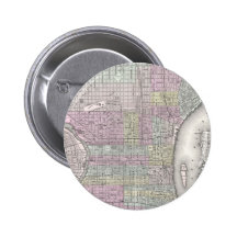 Vintage Map of Philadelphia (1855) Pinback Button