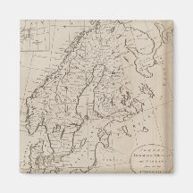 Vintage Map of Scandinavia (1800) Fridge Magnets