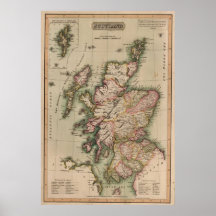Vintage Map of Scotland (1814) Poster