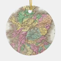 Vintage Map of Scotland (1827) Christmas Tree Ornaments