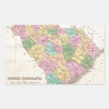 Vintage Map of South Carolina (1827) Rectangular Stickers