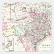 Vintage Map of Texas (1855) Sticker