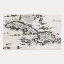 Vintage Map of The Caribbean (1696) Rectangular Sticker