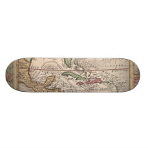 Vintage Map of The Caribbean (1732) Skate Board