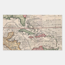 Vintage Map of the Caribbean (1732) Rectangular Sticker