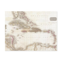 Vintage map of the Caribbean Sea Postcard